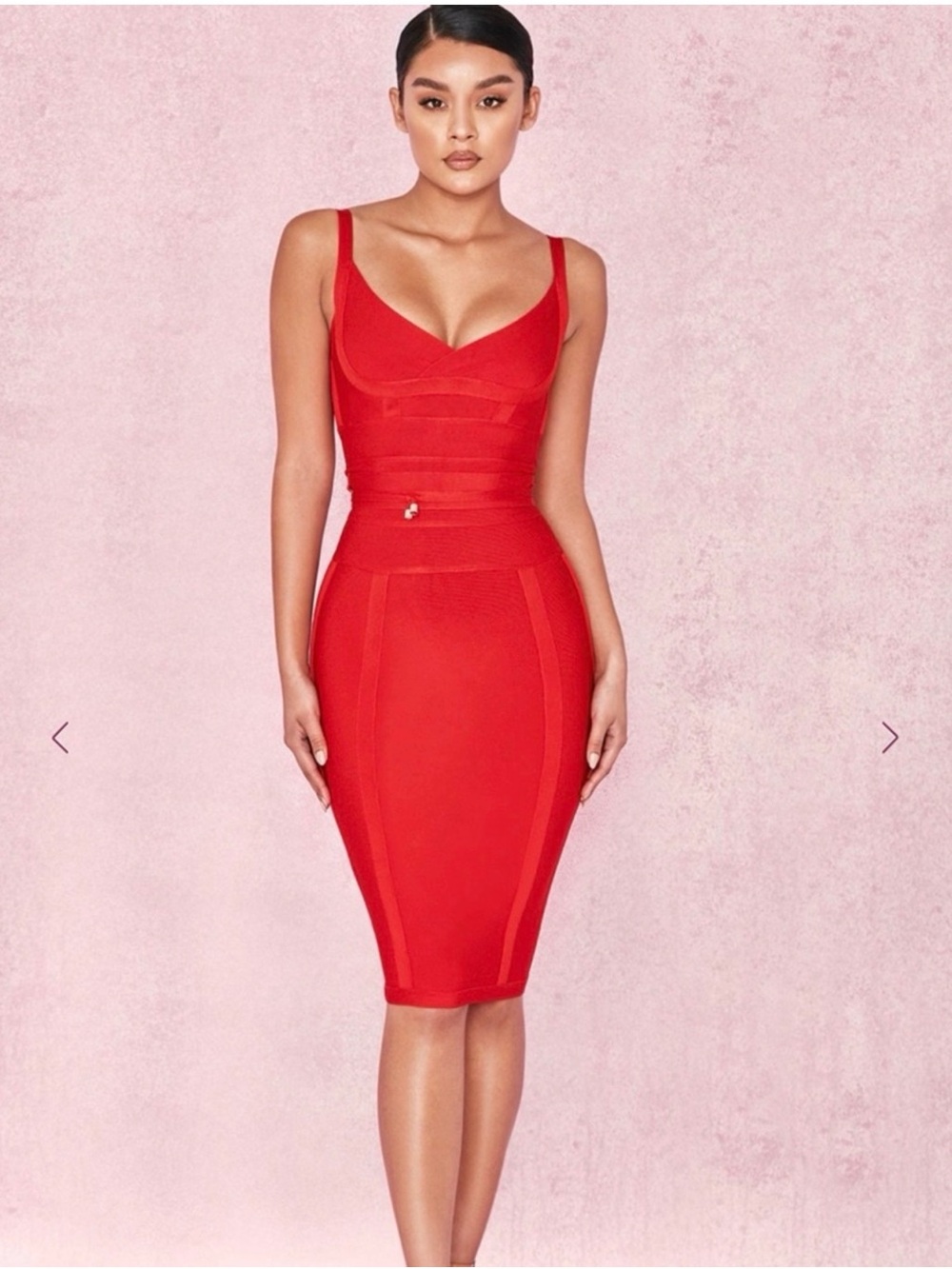 House of CB BELICE Red Tie Waist Bandage Dress